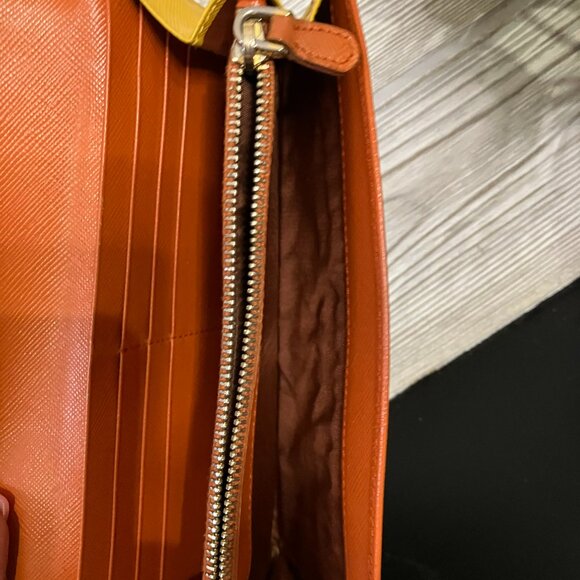 Gorgeous Prada Multi Color Yellow, Orange and Brown Double Snap Wallet - Picture 5 of 7